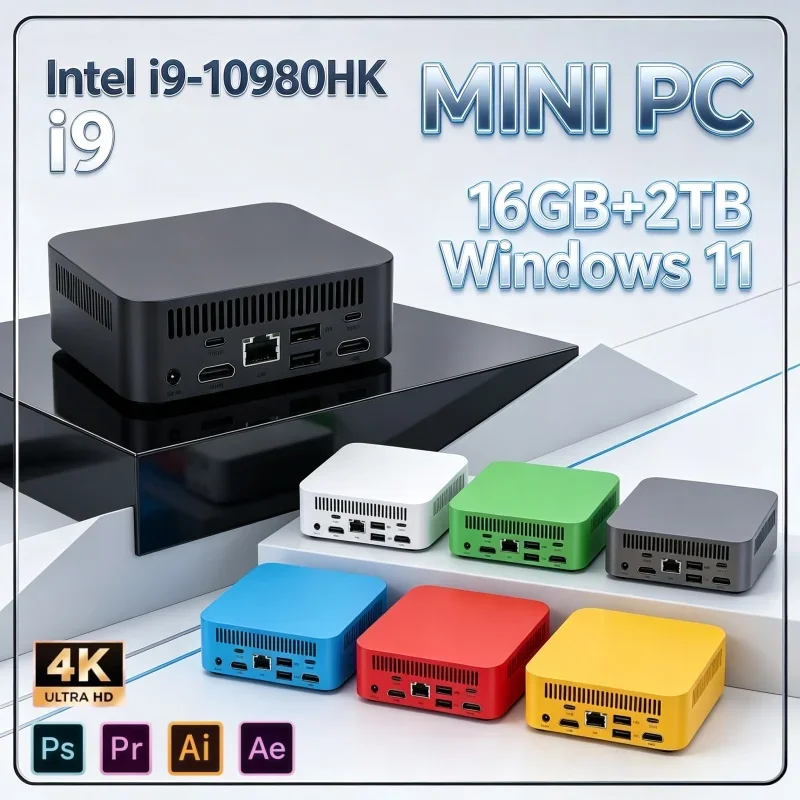 2026 High Speed Mini PC Intel I9 10980HK 16GB RAM 2TB SSD Win11 4K WiFi6 Portable Small Desktop For Daily Office & Streaming