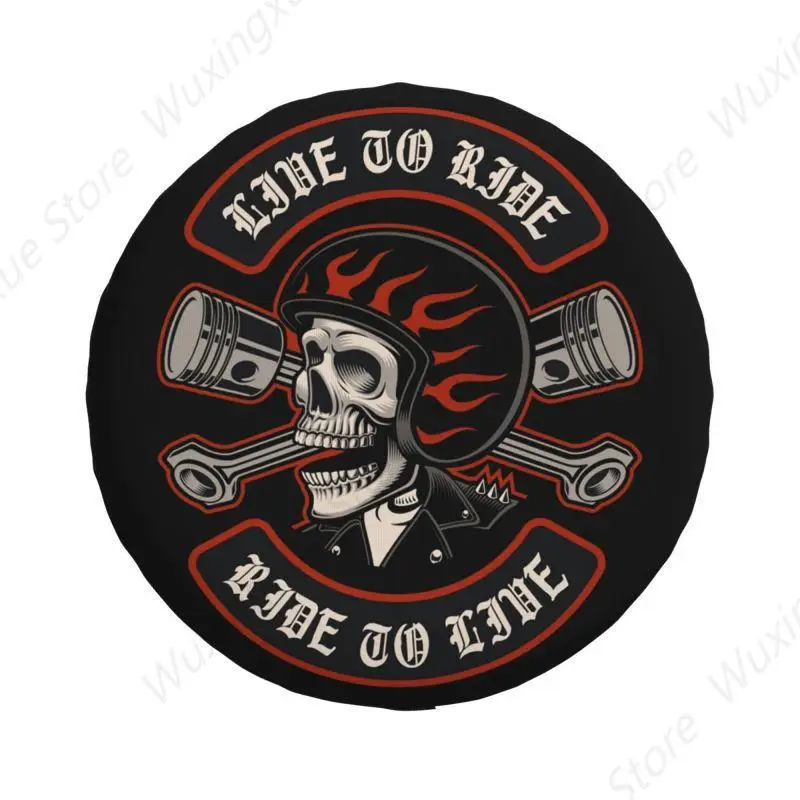 Custom Biker Motorcycle Skull Spare Tire Cover for Jeep Wrangler Rockabilly 4WD 4x4 SUV Car Wheel Protector 14