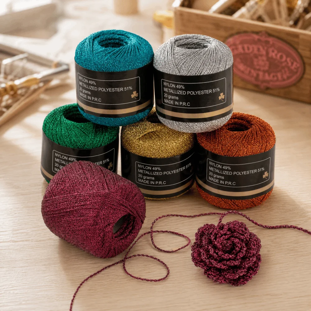 Metallic Color Gold Silver Thread Multicolor Handmade Material Weaving Thread 1mm 120M DIY Craft Supply Dyeing Yarn for Crochet