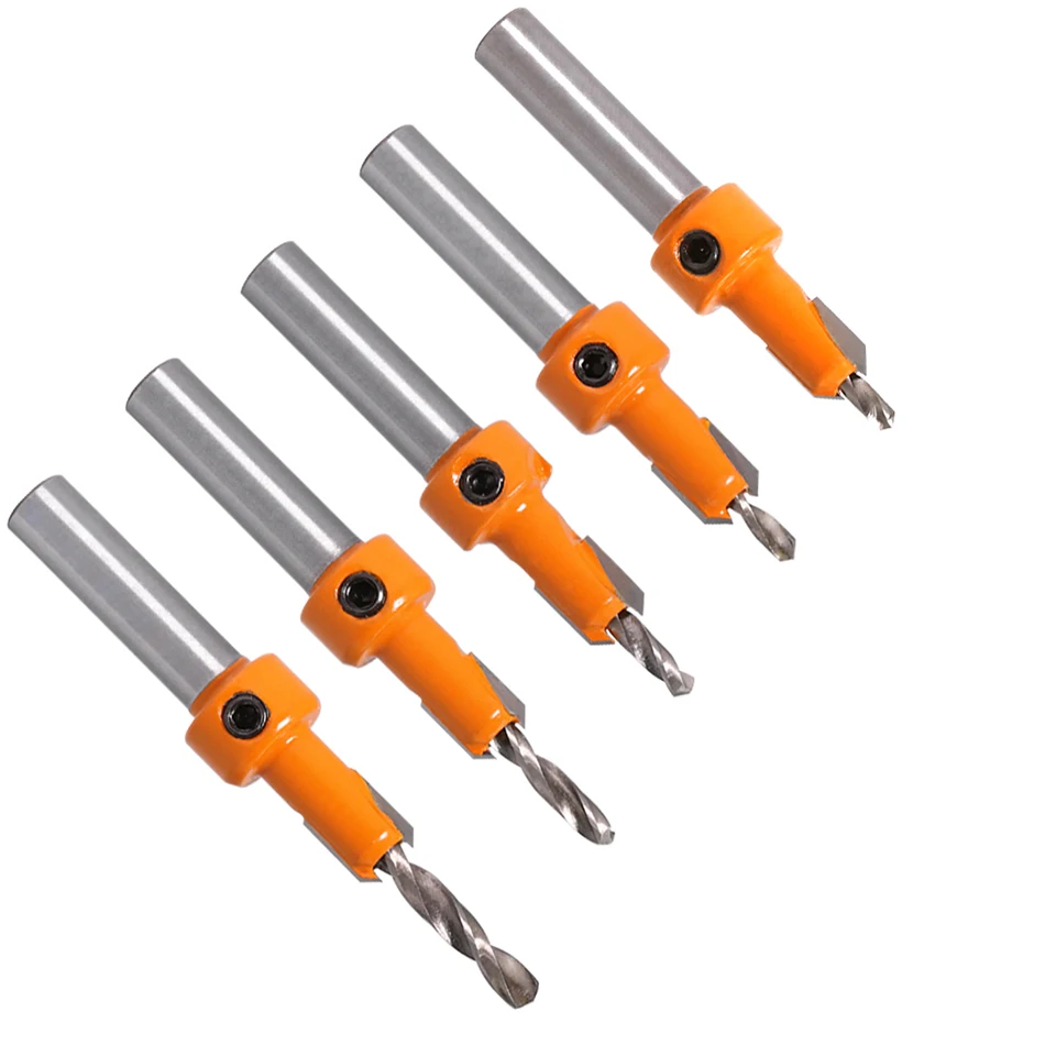 8Mm 10Mm Betis HSS Woodworking Countersink Router Bit Set Ekstraktor Sekrup Pembongkaran Remon untuk Alat Pemotong Penggilingan Kayu