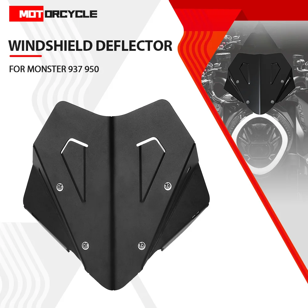 Motorcycle Windshield Windscreen For DUCATI MONSTER 937 950 Monster 937 Plus 2021 2022 2023 2024 Aluminum Wind Shield Deflectore