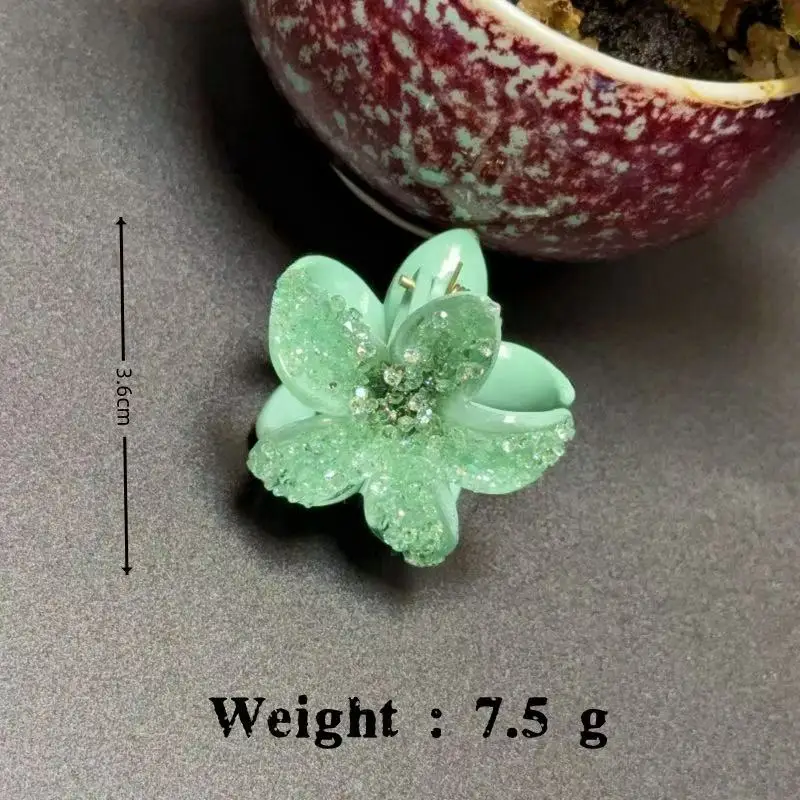 새로운 그라디언트 색상 크리스탈 계란 꽃 게 클램프 여성 소녀 패션 상어 헤어 클립 발톱 머리핀 머리 장식 액세서리 도구