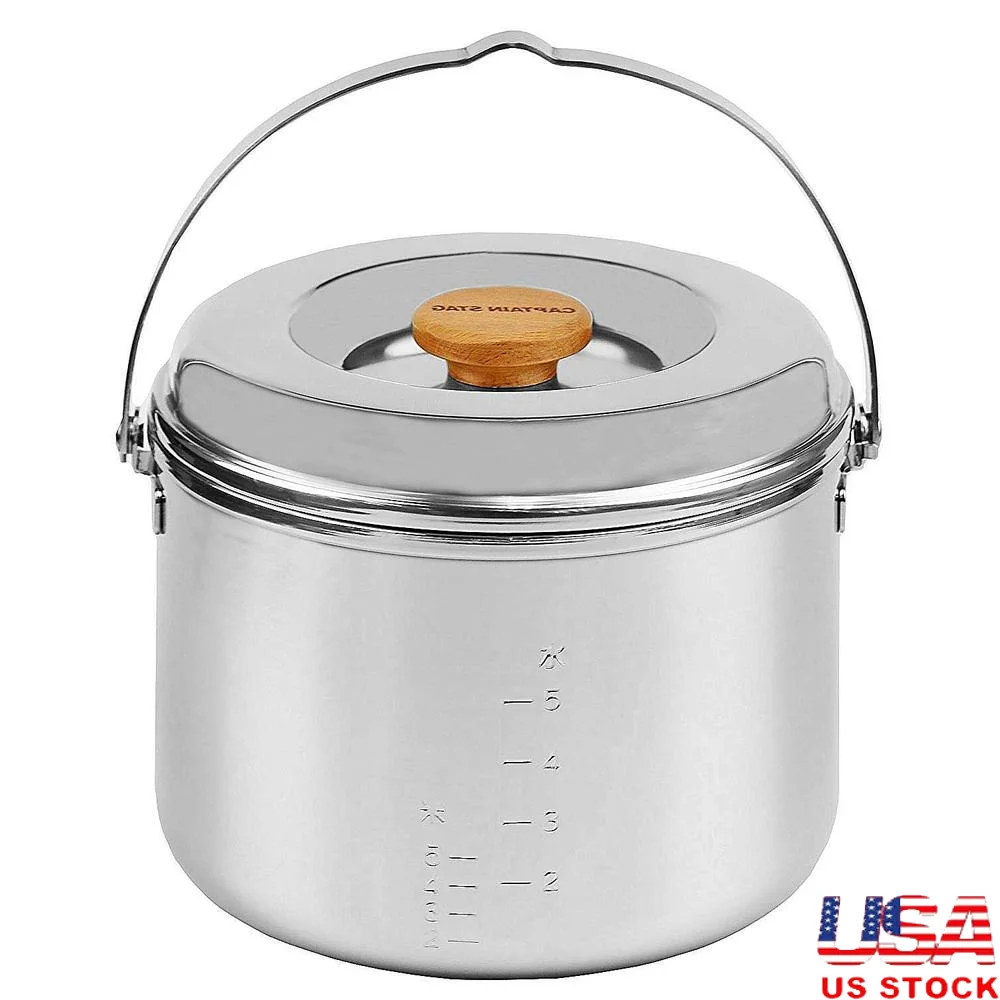 

3-Layer Stainless Steel Rice Cooker 5 Cups 2.5L Removable Bowl Gas Power Convenient Inner Scale Portable Cooking Essential
