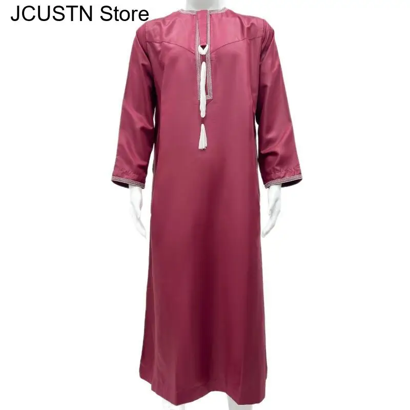 Abito pullover a maniche lunghe da uomo musulmano Aman Abaya Jubba Thobe per uomo arabo saudita caftano Islam abbigliamento Rayer Robe maschio afghano