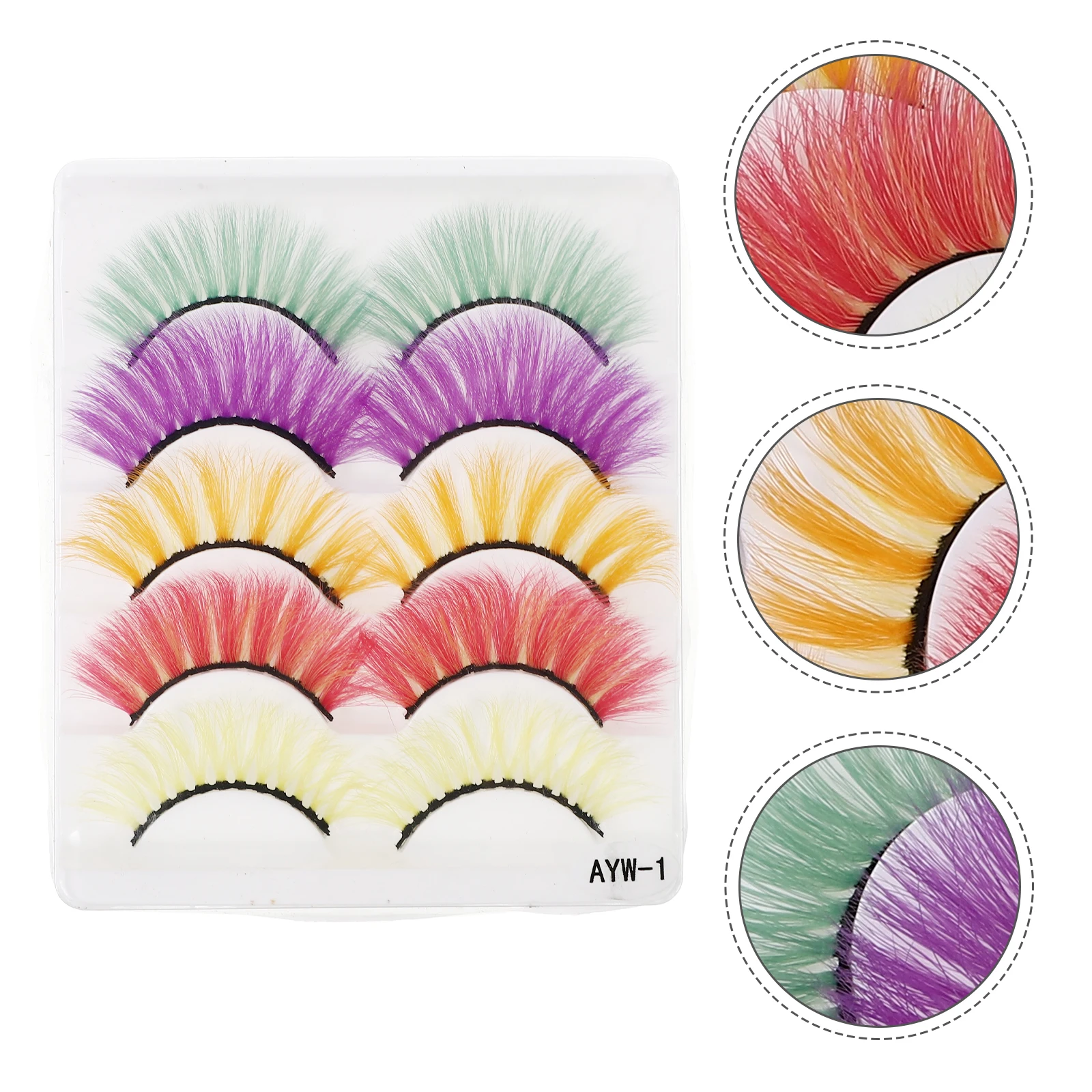 

5 Pairs Colorful False Eyelashes Glitter Fake Multicolored Artificial Nail Halloween