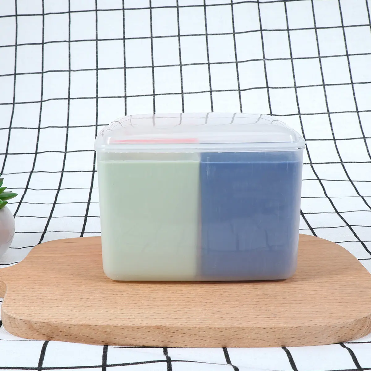 Clear Condiment Box Square Spice Container Multi Compartment Seasoning Storage Box Removable Dividers Salt Sugar Pepper