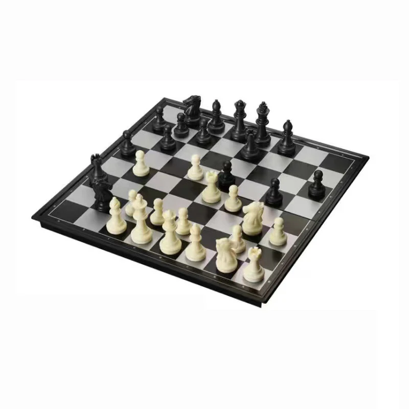 Portable foldable large magnetic board puzzle for elementary school children and with chess games