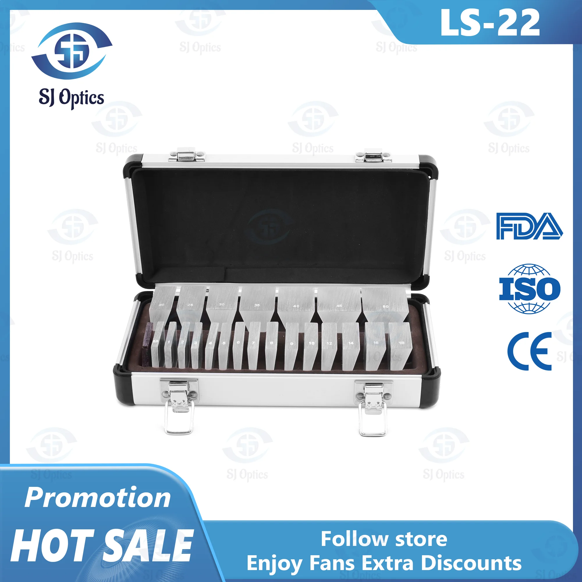SJ Optics Ls-22 China Ophthalmic Instruments Loose Prism Bar & Loose Prism Set for Optometry With Aluminium Case
