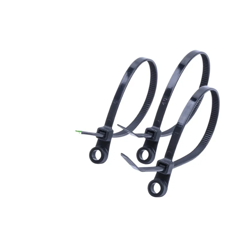 

Black and white perforated sun protection binding strap, self-locking perforated nylon cable tie with fixed head