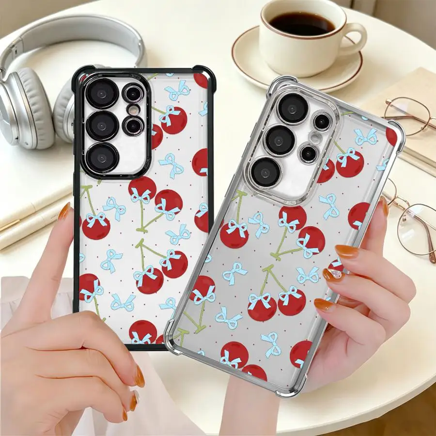 Light Blue Bow Soft Phone Cover Case for Samsung Galaxy S26 Ultra S23 Plus Note 20 S22 S21 S20 FE S25 Edge S24