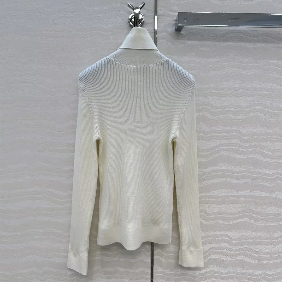 New Autumn Fashion Bow Decoration Slim Wool Knitted Pullover Women Turtleneck Long Sleeve Solid Color Preppy Style Sweet Sweater