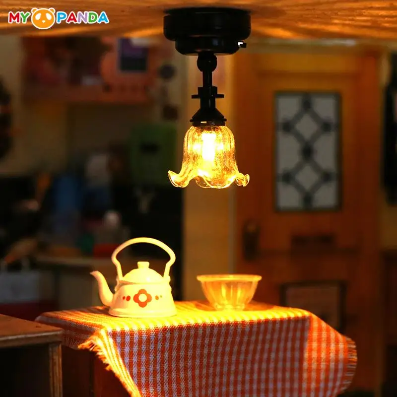 

1:12 Dollhouse Miniature LED Lamp Ceiling Light Chandelier Wall Lamp Mini Home Lighting Model Decor Toy Doll House Accessories