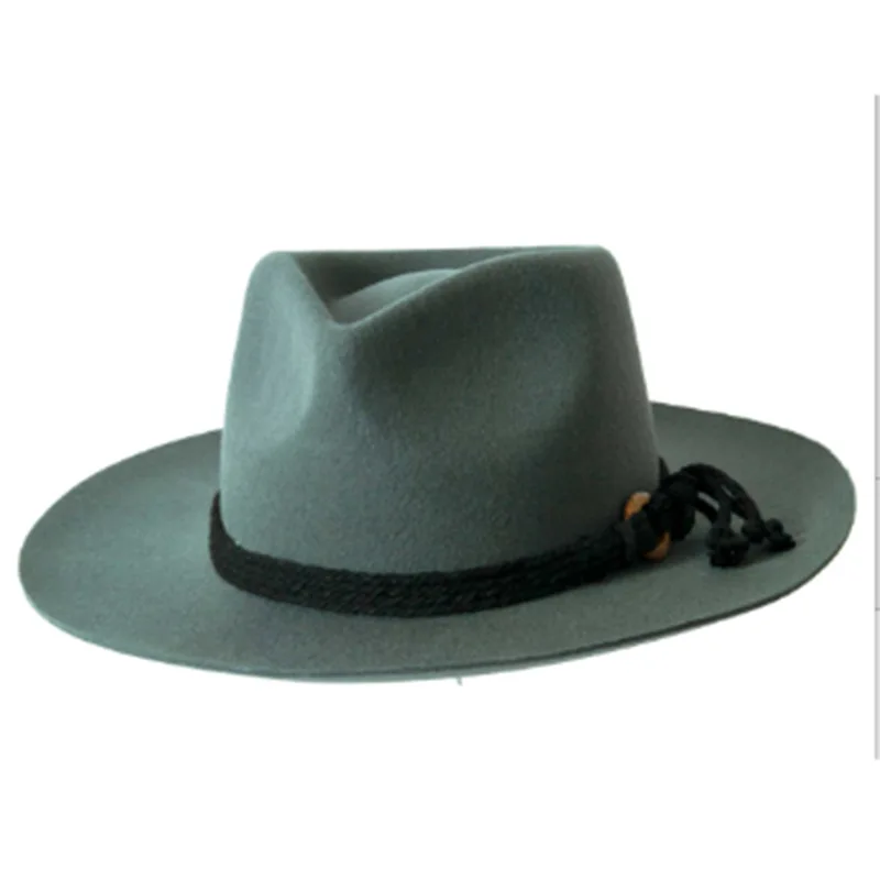 

Wool Cowboy Hat Cotton String Decorative Men's Jazz Top Hat Hot Sale In Europe And America Autumn And Winter Hat