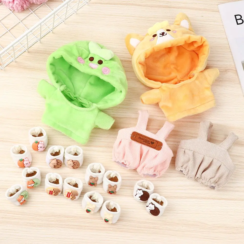 Juego de vestir cambiante, accesorios para muñecas, casa de juego, zapatos de felpa de dibujos animados, pantalones con tirantes, ropa para muñecas, Mini sudaderas con capucha de animales