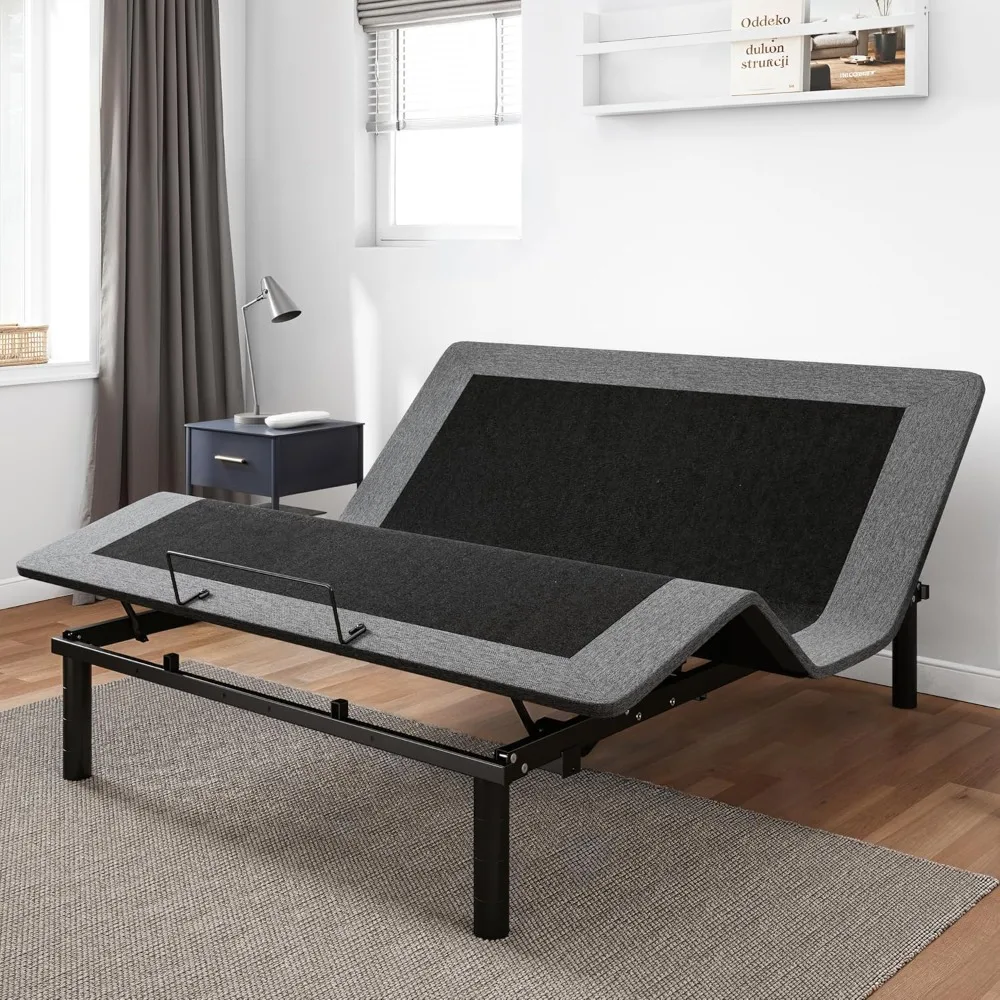 

Queen Adjustable Bed Frame with Adjustable Legs, Electric Bed Base, Wireless Remote Control, Independent Head and Foot Incline