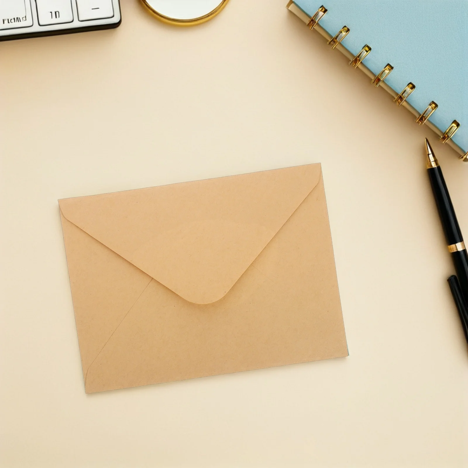 100Pcs Brown Kraft Paper Envelopes V-Flap Classic Design for Invitations Greeting Cards Wedding Business Mailing