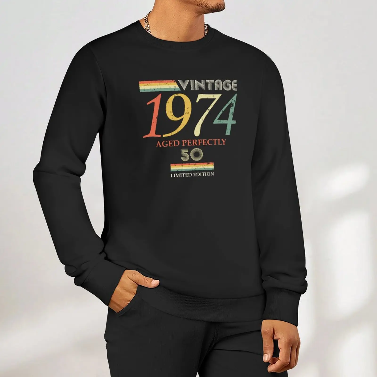 Vintage 1974, 50th Birthday Aged Perfectly Gift Sweatshirt korean autumn clothes new hoodies and sweatshirts