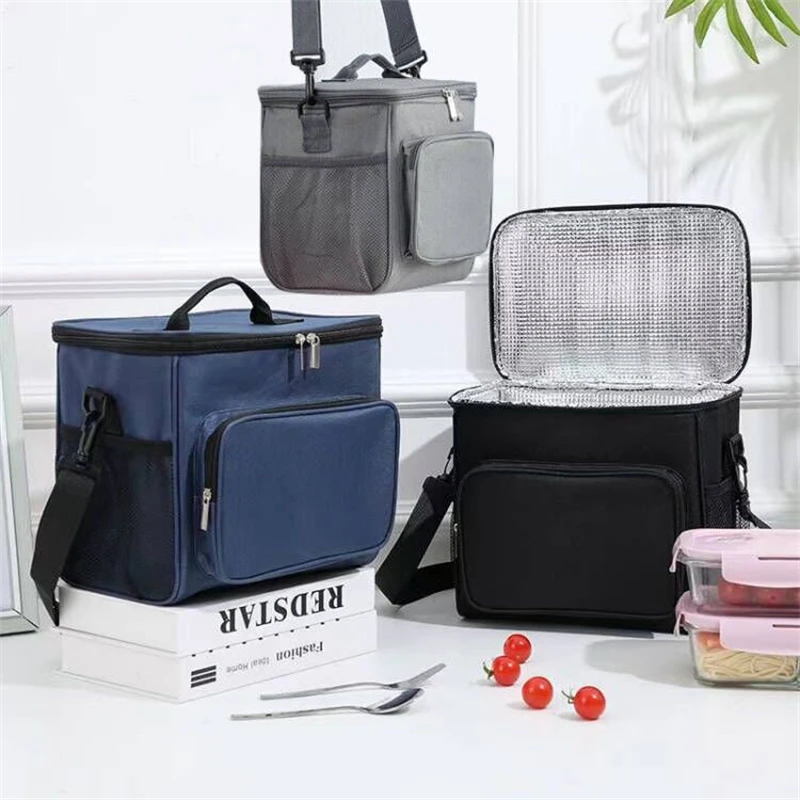 1Pcs Portable Lunch Bag Food Thermal Box Durable Waterproof Office Cooler Lunchbox With Adjustable Shoulder Strap Insulated Case