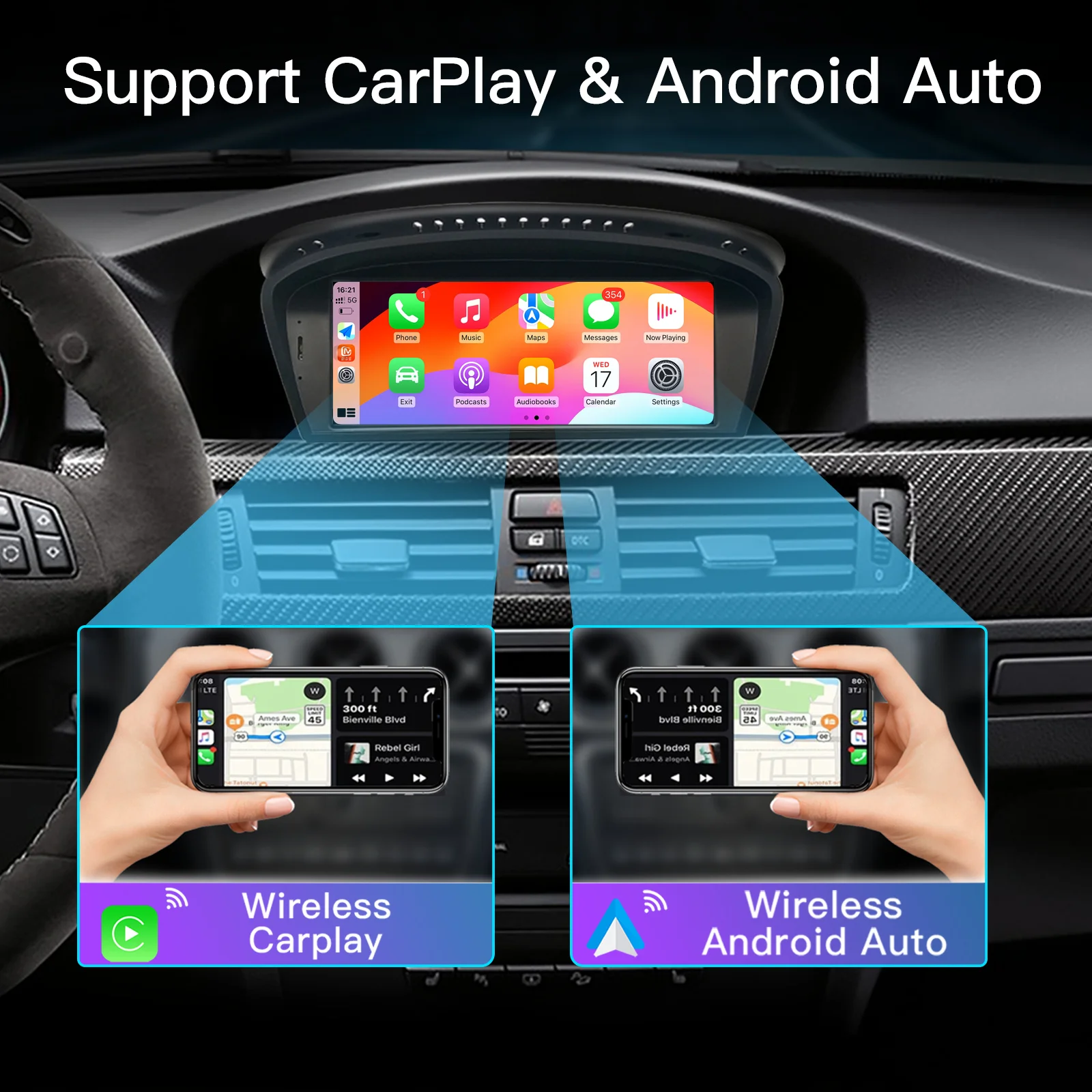 1920*720 لينكس اللاسلكية Carplay أندرويد 14 AutoRadio لسيارات BMW Series 5/3 E60 E61 E62 E63 E90 E91 CIC/CCC شاشة ستيريو الوسائط المتعددة #2