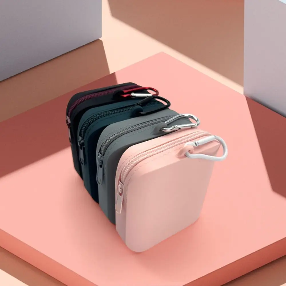Solid Color Silicone Cosmetic Bag Contrast Color Rectangle Multifunction Storage Bag Makeup Brush Holder Large Capacity
