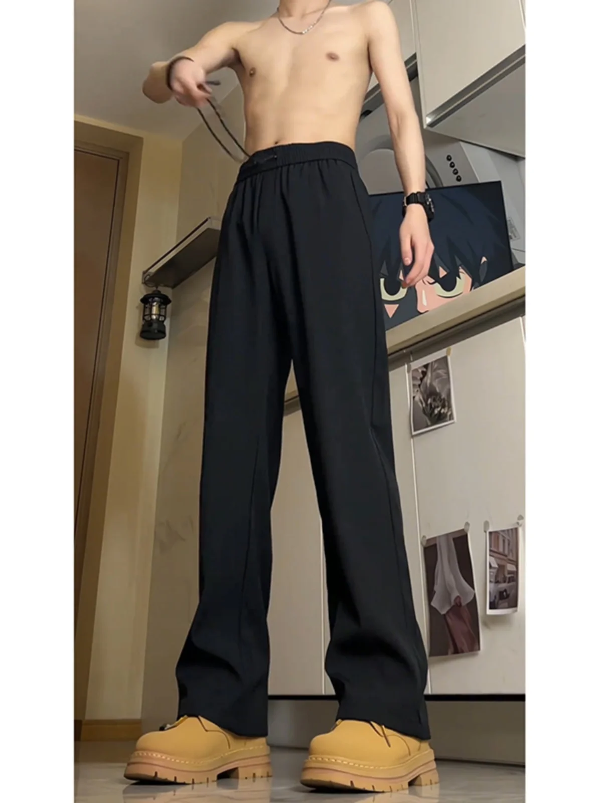 

Bla Men's Slim Fit American Workwear Trousers Spring Autumn Straight Casual Pants High Street Vibe Knife ape Cargo Pants