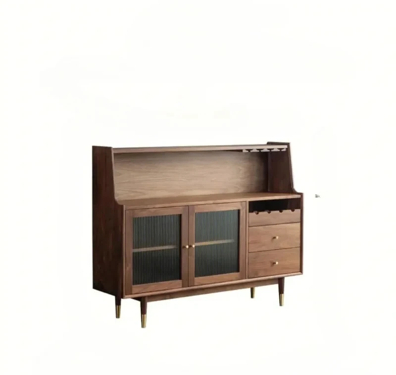 

Black Walnut Wood Sideboard Cabinet Vintage Wine Integrated Storage Cabinet Multi-Functional Storage Cabinet Solid Wood