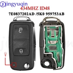 jingyuqin 7E0837202AD 2BTN Remote Car Key Fob 434Mhz ID48 For VW Amarok Transporter Beetle Eos Seat Skoda Citigo 5K0 959753AB