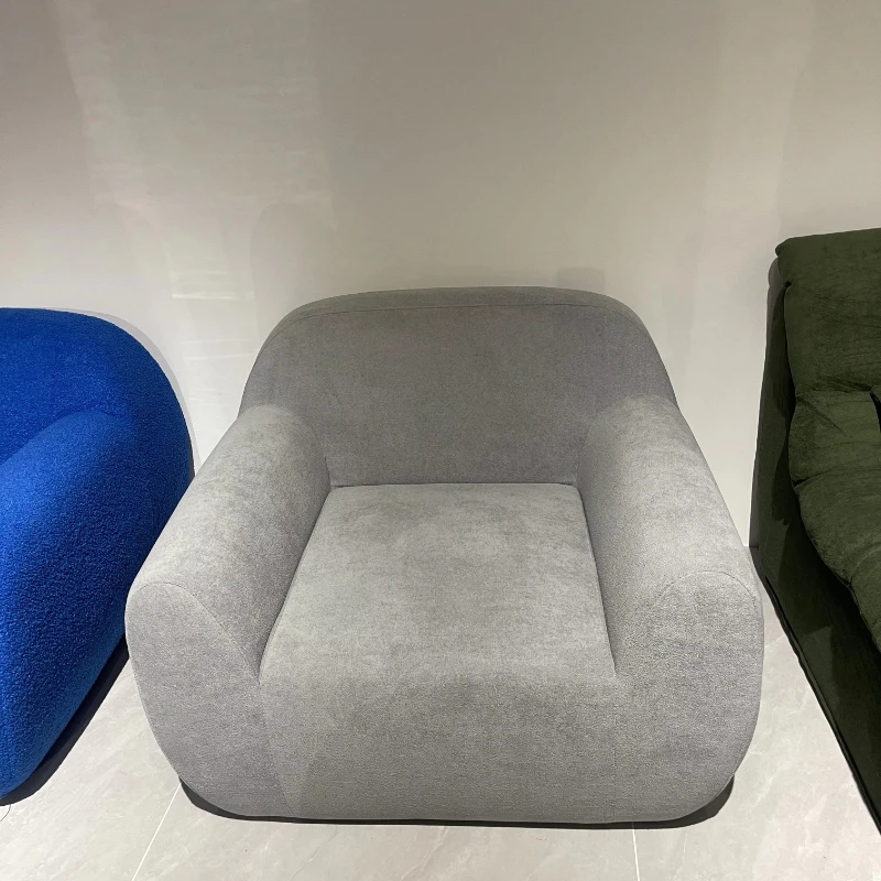Lazy Sofa Modern Apartment Hotel Bedroom/Living Room Furniture Blue and White Fabric Modular Sponge Filled Single Sofa Set