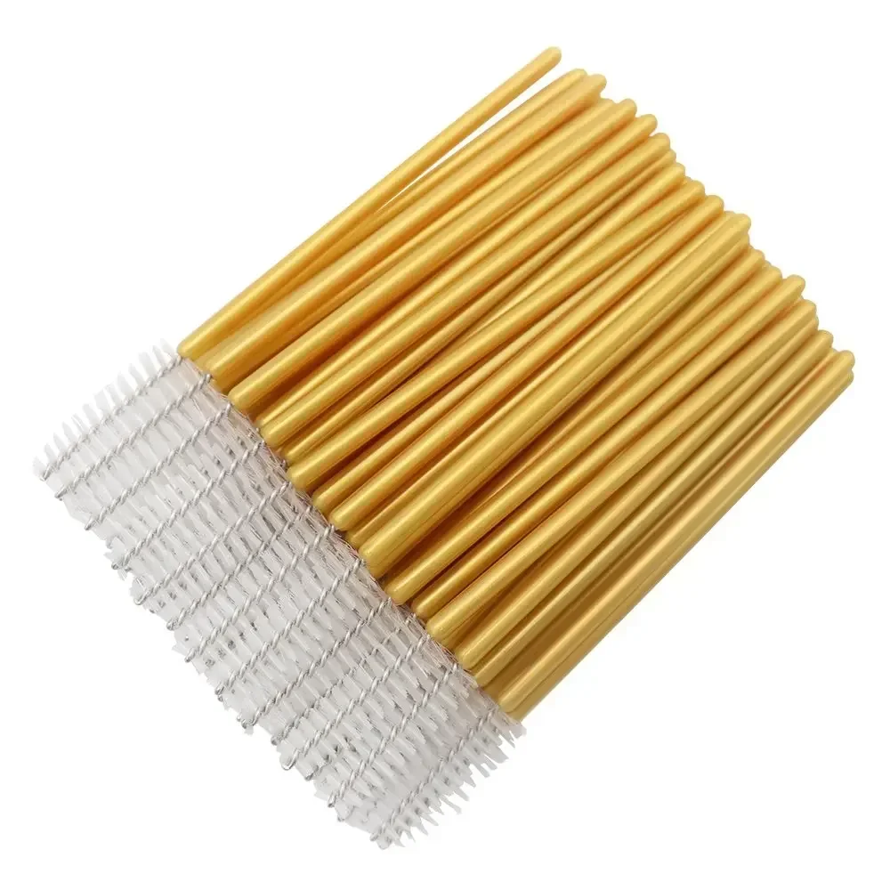 Vendita calda 2022 Nuovo 1000pcs Pennello per ciglia Manico in oro Nylon di alta qualità Usa e getta Mascara Bacchette Ciglia Pennelli per trucco Ciglia Ext