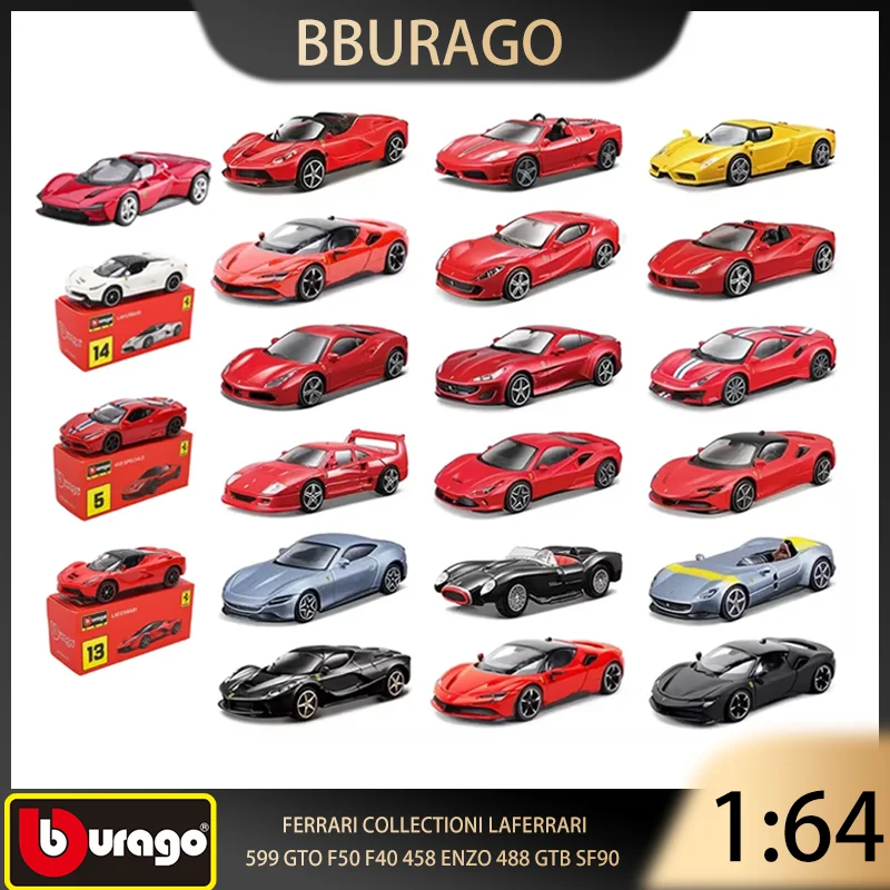 

Bburago 1:64 Ferrari Collectioni Laferrari 599 GTO F50 F40 458 Spider Speciale Enzo 488 GTB SF90 Stradale Alloy Car Model Toys