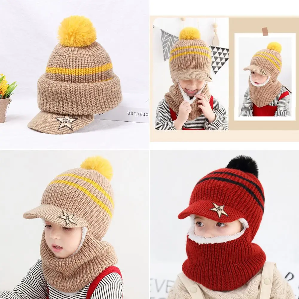 Kids Girls Boys Toddler Baby Winter Warm Hat Hooded Scarf Earflap Knitted Cap