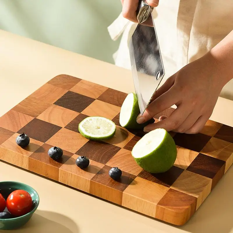 Hot Sale Checkerboard Wood Cutting Board, Antibacterial Household Kitchen Double-sided Chopping Board