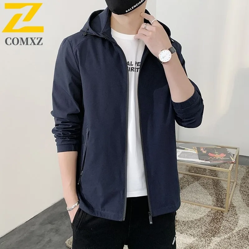 

COMXZ 2025 Мужская и женская повседневная куртка для пар, водонепроницаемая куртка с капюшоном для пешего туризма в горном стиле, свободное молодежное пальто премиум-класса