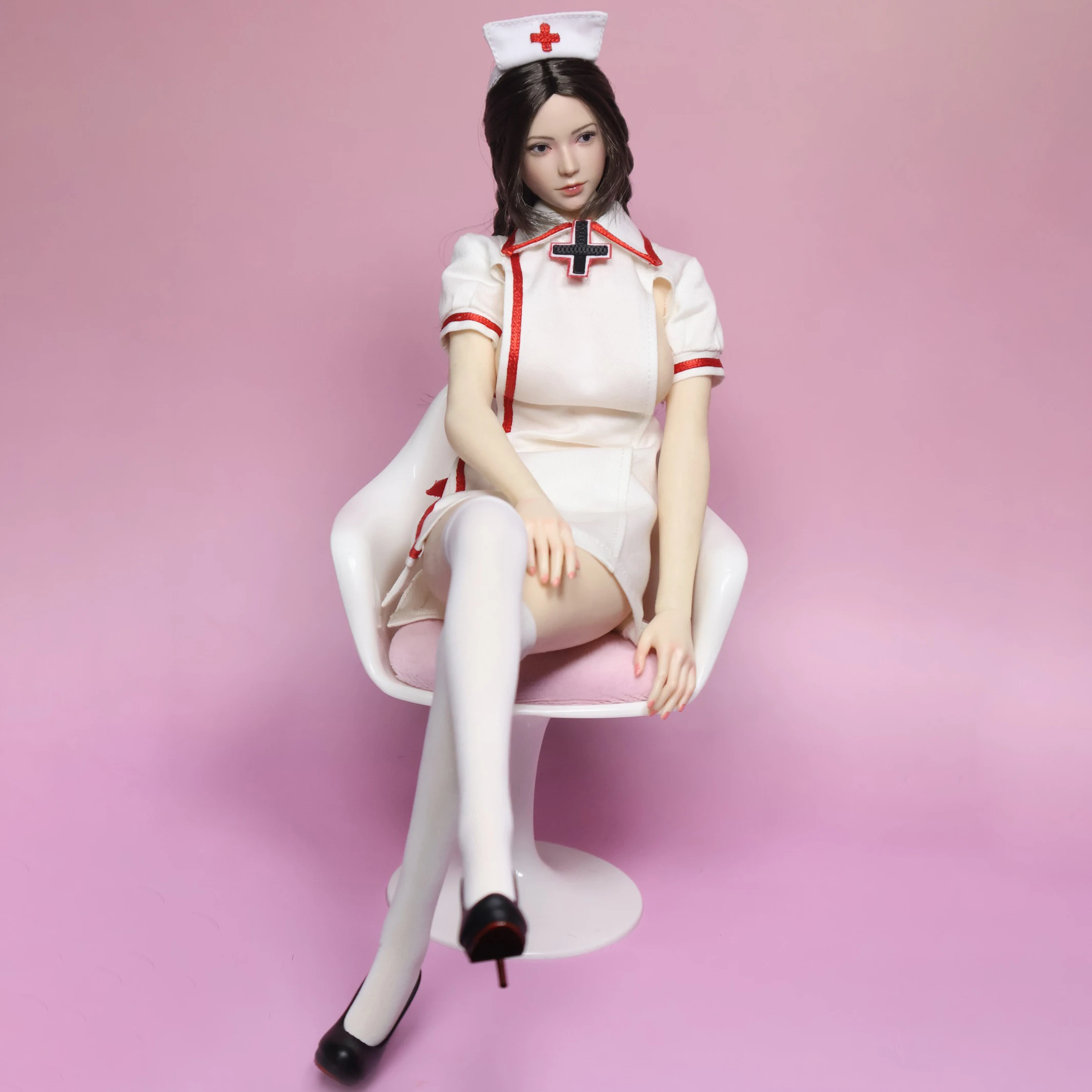 

In Stock JKTOYS K-004 1/6 Scale Sweetheart Nurse Dress Removable Eye Hair Transplant Head Carving For 12in Action Figures Model