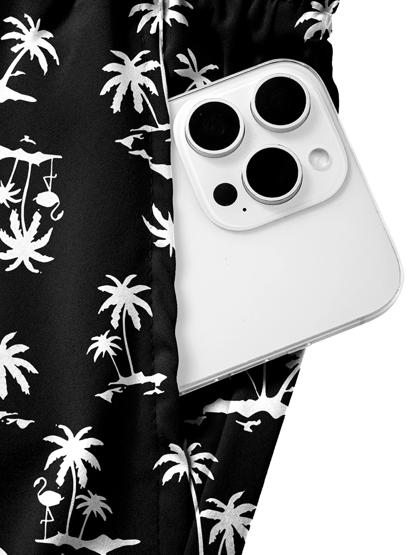 Herren 3D-Grafik Doppellagige Badeshorts mit Handytasche Sommer Casual Urlaub Schnelltrocknende Strandshorts Coole Gänse-Print-Shorts – Detail 4