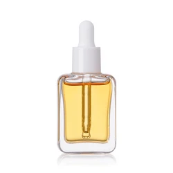 30ML przezroczyste/fioletowe szkło butelka z zakraplaczem Oblate kwadratowy płyn do aromaterapii olejki do masażu Essence Serum pipeta Refill Skincare