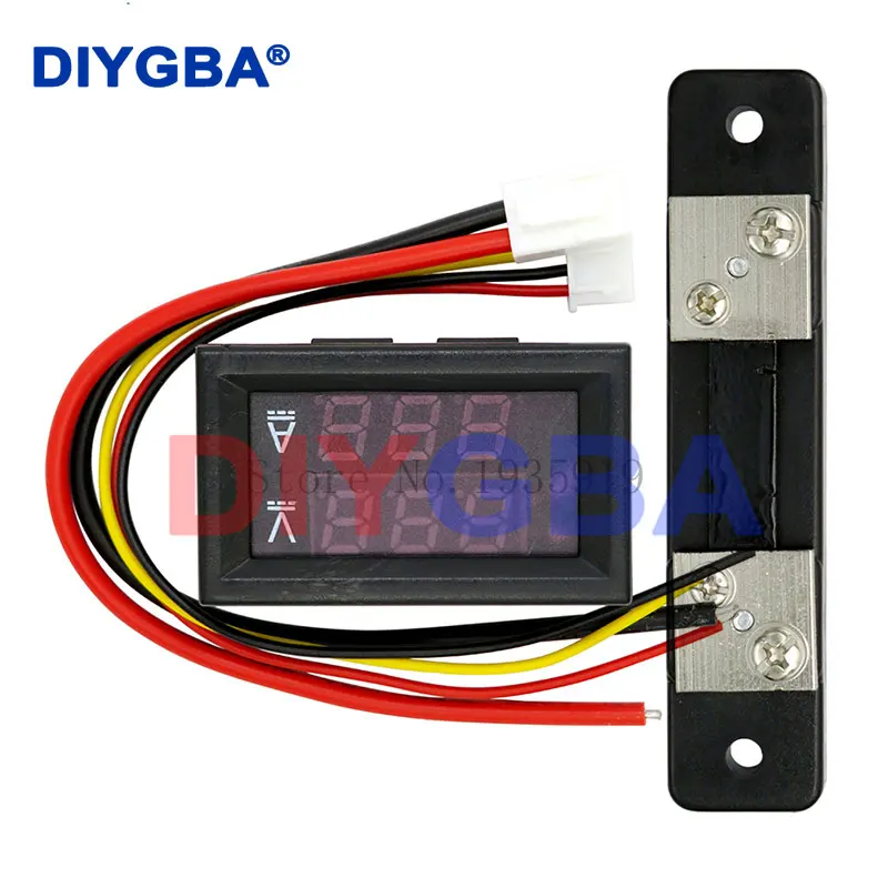 Mini woltomierz cyfrowy amperomierz DC 0-100V 50A amper napięcie miernik prądu detektor Tester 0.28 "podwójny wyświetlacz LED wskaźnik + bocznik