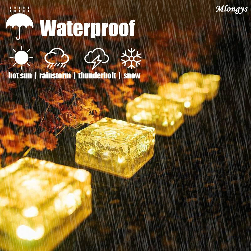 

Solar Led Ice Cube Brick Lights Waterproof Stair Step Paver Lamp Yard Patio Lawn Garden Decoration Light Christmas Party Decor