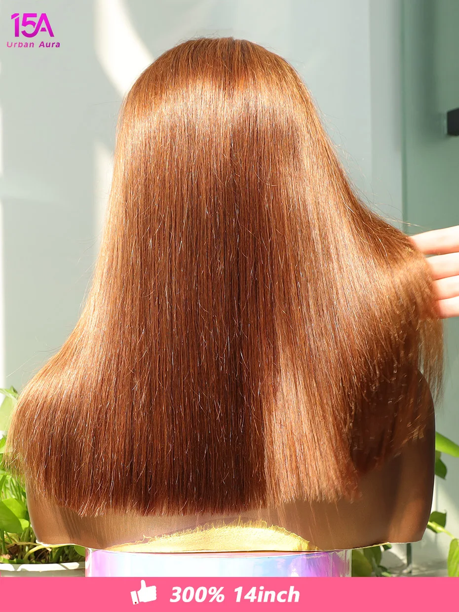 

13x4 Brown blonde wig Vietnamese Raw 15A Transparent Lace Frontal Wigs Bob Bone Straight 100% Human Hair colored Wig 300 Density
