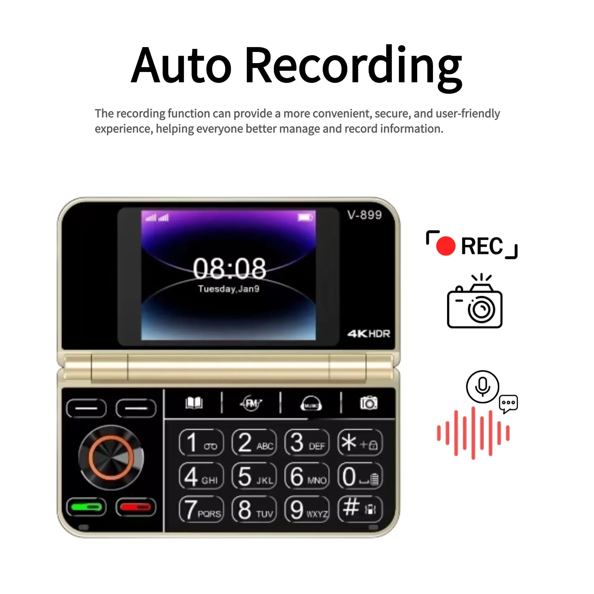 Mafam V899 Classic Folded Push Button Phone Clamshell Two Screens Torch Small Size Dual Sim Cards Pocket Senior Phone Unlocked