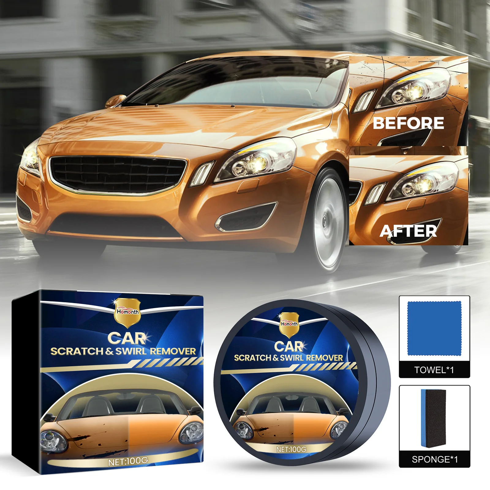 Homonth Auto Scratch Wax Multi-Functionele Autolak Kras Kras Reparatie Schone Vlekken Polijsten Onderhoud Gereviseerde Auto Wax