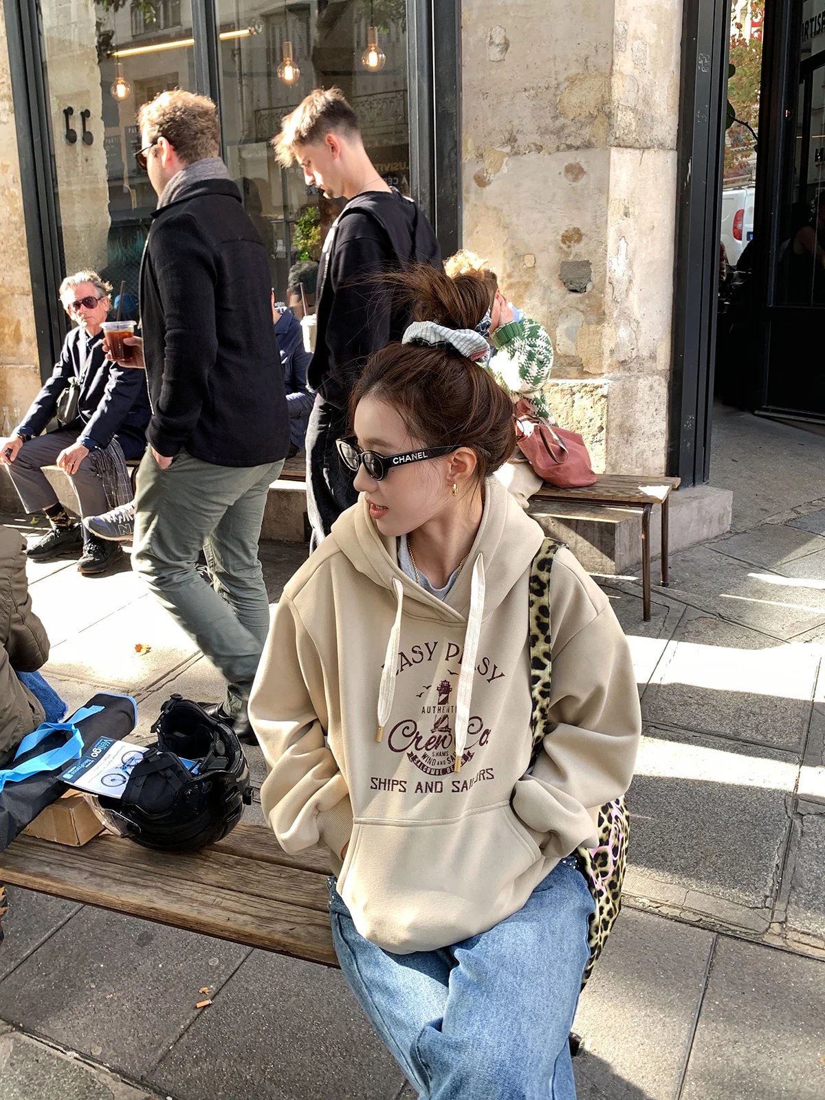 

Retro American Sle Hooded Fce Women's Sweatirt Spicy Coriander Flavor Loose Fit Warm Autumn Winter Faion Top