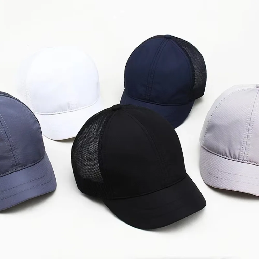Casual Men's Quick-drying Hat Mesh Design Solid Color Short Brim Baseball Cap Ultra Thin Breathable Sun Visor Cap Unisex