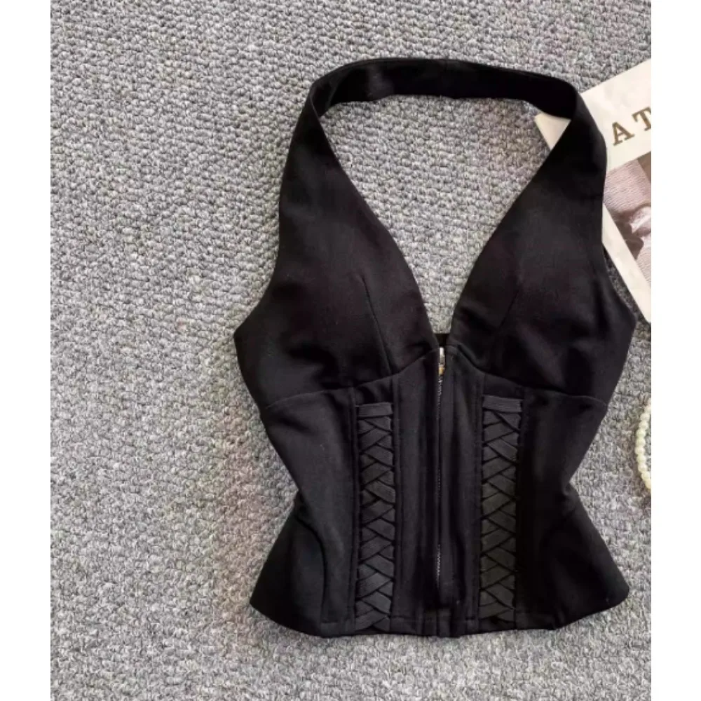 Women Chic camis V-neck halter off shoulder Sexy Sleeveless autumn Fashion tank Tops Women Crop Top