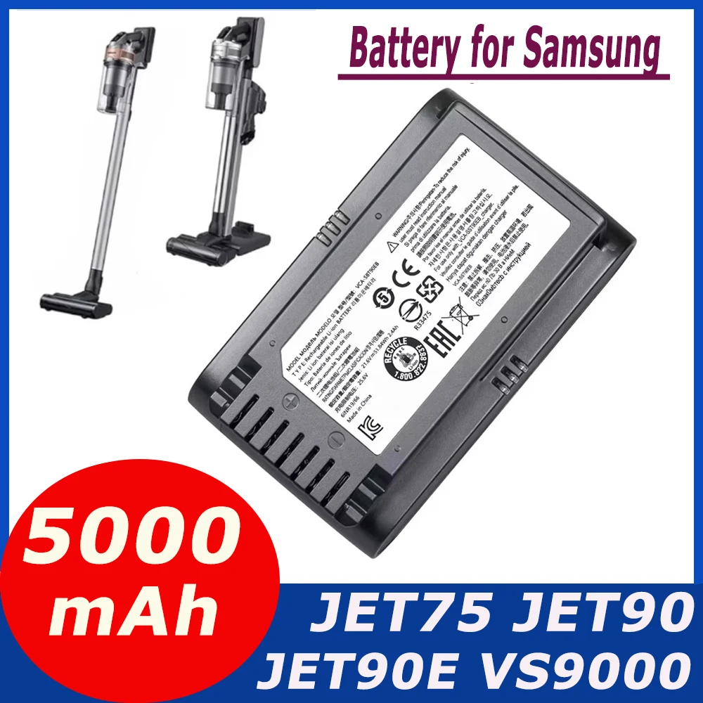 100% batterie de balayeuse originale VCA-SBT90 pour Samsung Vs9000 Jet90 Jet75 Jet90E VCA-SBT90 batterie d'aspirateur à main sans fil