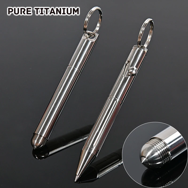 Mini Pure Titanium Self Defense Tactical Pen EDC Portable Metal Signature Pen With Tungsten Steel Head Glass Breaker Gift