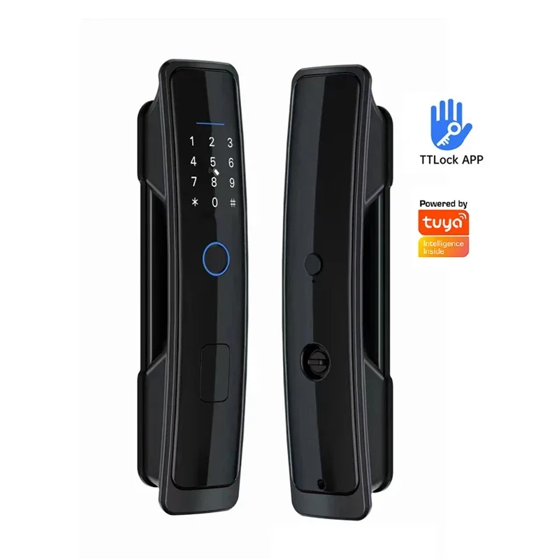 008 Full Automatic Cerradura Inteligente WiFi Tuya TTlock App Free Handle Digital Biometric Fingerprint Keyless Smart Door Lock