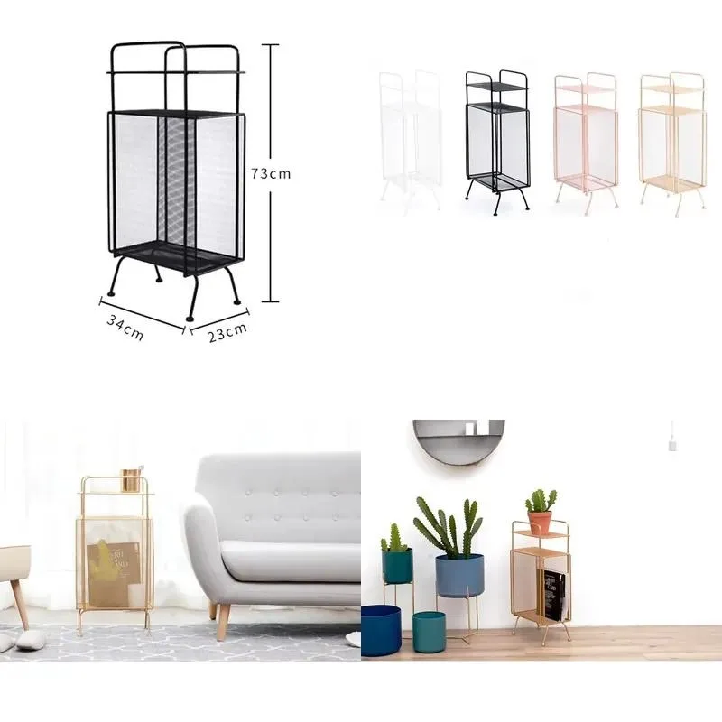 Modern Loft Black Metal Floor Rack for Books and Magazines Display Shelf Custom Size