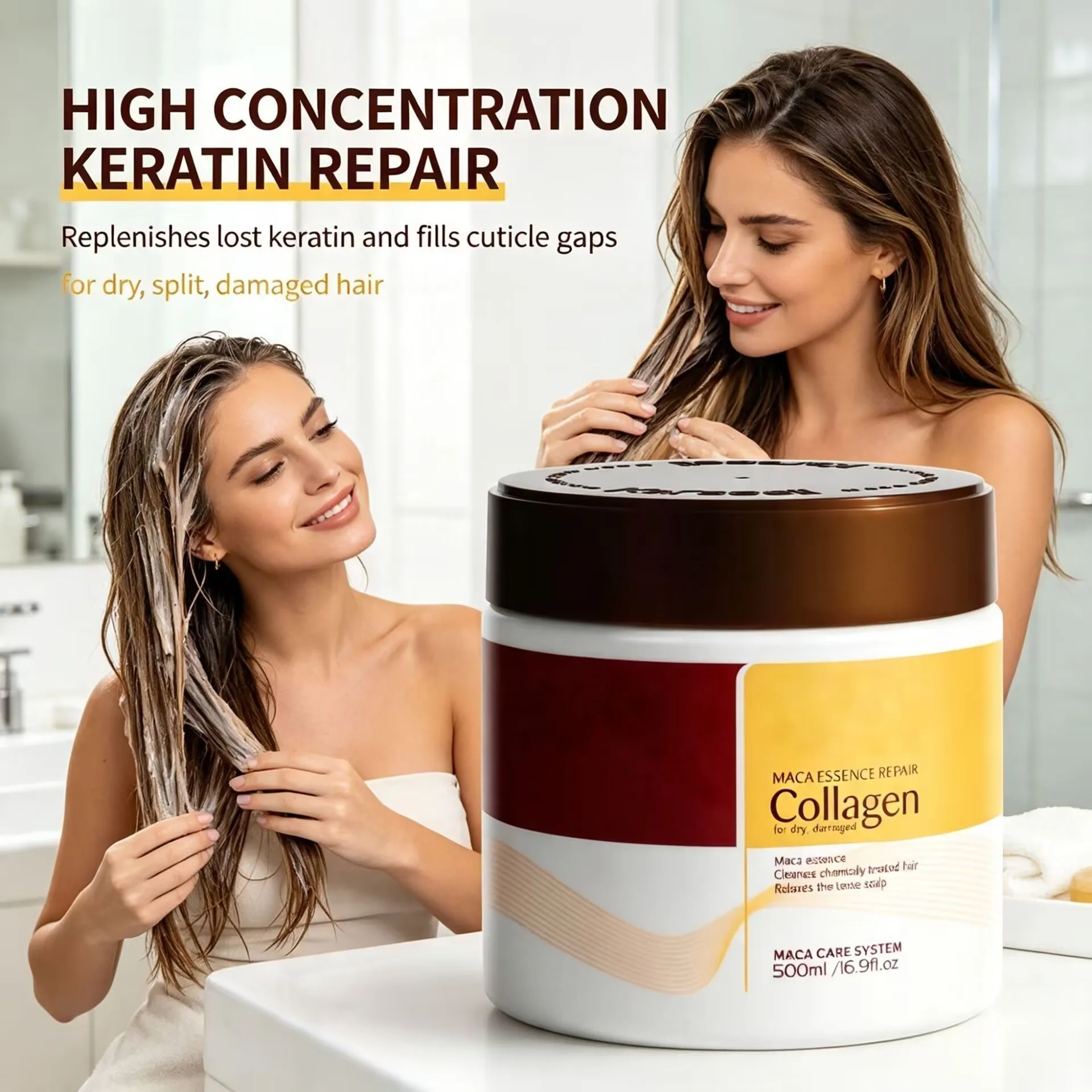 Keratin Hair Mask 500ml for Repairing Dry, Frizzy Hair to Achieve Smoothness