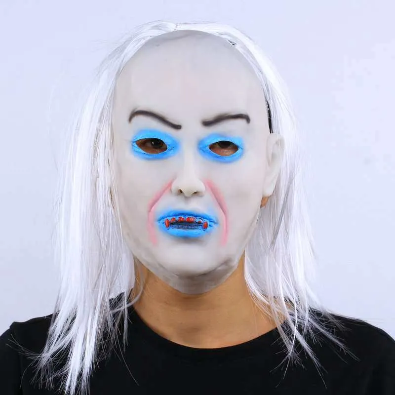 

Horror Ghost Mask White Haired Witch Spooky Mask Foldable Design for Halloween Cosplay Makeup Furniture Beauty Supplies